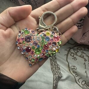 Colorful Rhinestone Heart Keychain